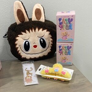 Brown and Cream Plush crossbody & bundle